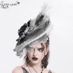 Eva Lady Magara White & Grey Feather Tilt Hat