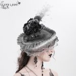 Eva Lady Magara White & Grey Feather Tilt Hat