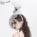 Eva Lady Magara White & Grey Feather Tilt Hat