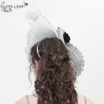 Eva Lady Magara White & Grey Feather Tilt Hat