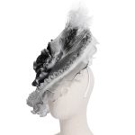 Eva Lady Magara White & Grey Feather Tilt Hat
