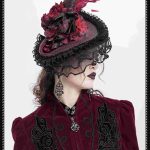 Eva Lady Magara Black & Red Feather Tilt Hat