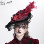 Eva Lady Magara Black & Red Feather Tilt Hat