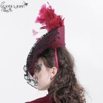 Eva Lady Magara Black & Red Feather Tilt Hat