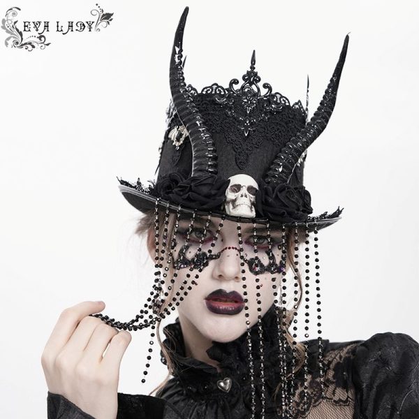 Eva Lady Dark Master Top Hat With Horns