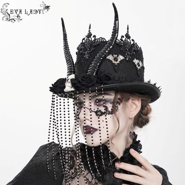 Eva Lady Dark Master Top Hat With Horns