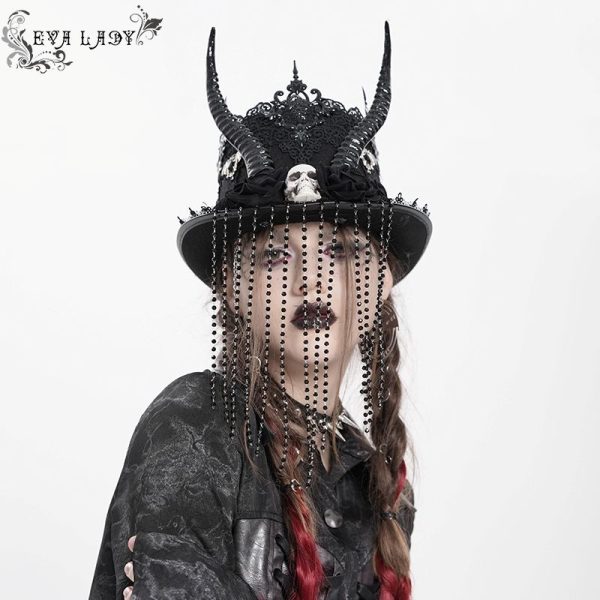 Eva Lady Dark Master Top Hat With Horns
