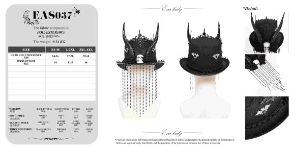 Eva Lady Dark Master Top Hat With Horns