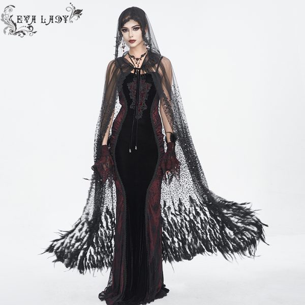 Eva Lady Hearteater Long Feather Cape