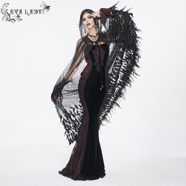 Eva Lady Hearteater Long Feather Cape