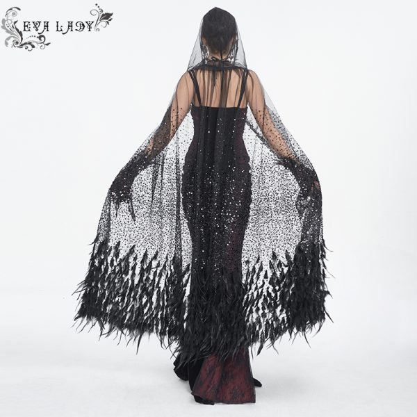 Eva Lady Hearteater Long Feather Cape