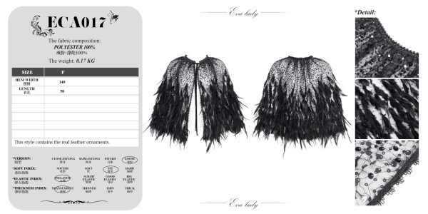 Eva Lady Hearteater Short Feather Cape