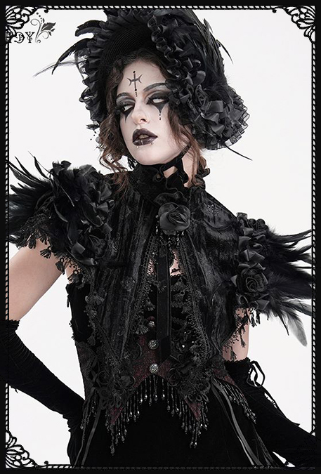 Eva Lady Wicca Roses Feather Bolero/ Small Cape