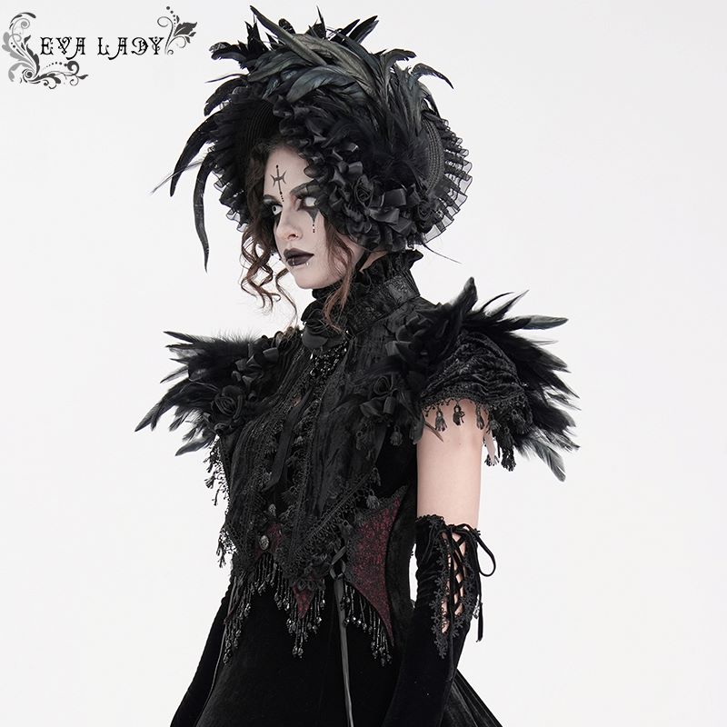 Eva Lady Wicca Roses Feather Bolero/ Small Cape
