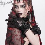 Eva Lady Rosita Lace Black/Red Gothic Gloves