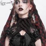 Eva Lady Rosita Lace Black/Red Gothic Gloves