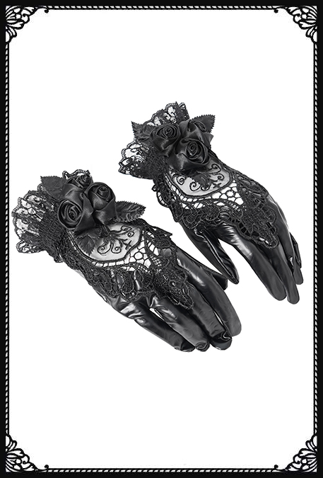 Eva Lady Rosita Lace Black Gothic Gloves