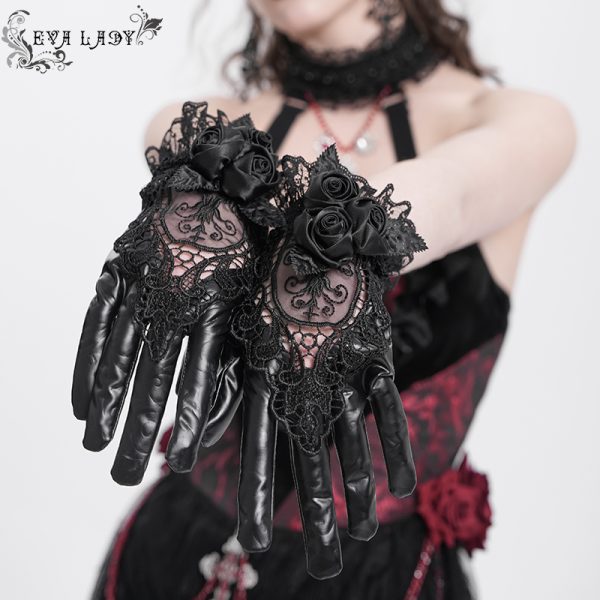Eva Lady Rosita Lace Black Gothic Gloves