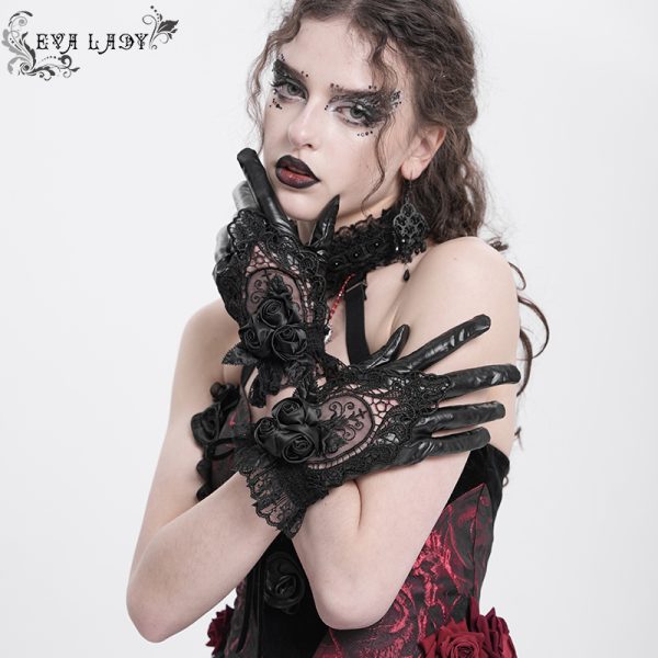 Eva Lady Rosita Lace Black Gothic Gloves