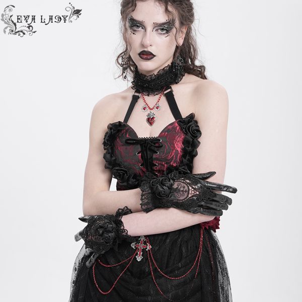 Eva Lady Rosita Lace Black Gothic Gloves