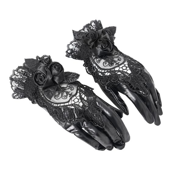 Eva Lady Rosita Lace Black Gothic Gloves