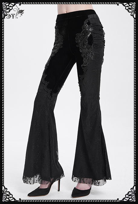 Eva Lady Widow’s Charm Velvet Flare Gothic Leggings
