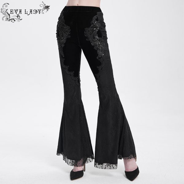 Eva Lady Widow's Charm Velvet Flare Gothic Leggings