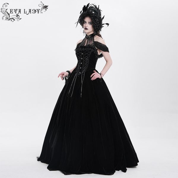 Eva Lady Velvet Wraith Off Shoulder Gothic Dress