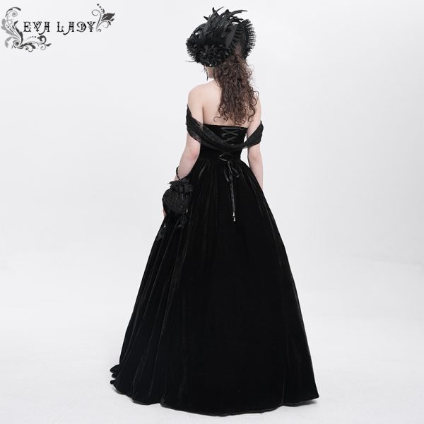 Eva Lady Velvet Wraith Off Shoulder Gothic Dress