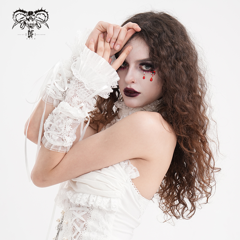 Devil Fashion White Madeleine Gloves