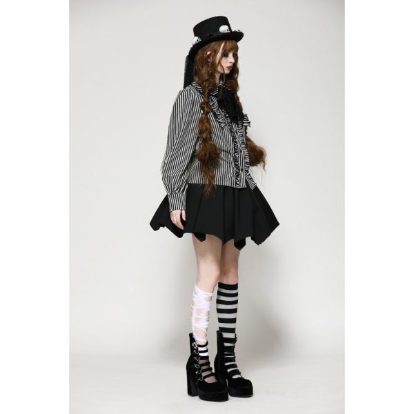 Dark In Love Beetlejuice Ruffle Gothic Lolita Shirt