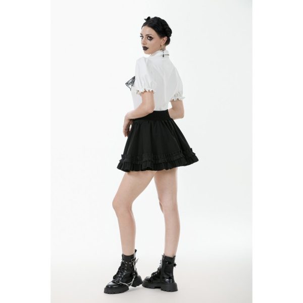 Dark In Love Lydia Gothic Lolita White & Black Ruffle Shirt