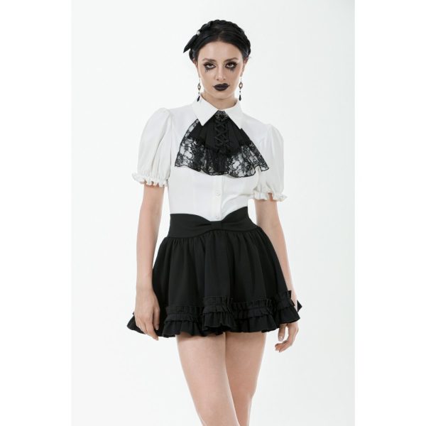 Dark In Love Lydia Gothic Lolita White & Black Ruffle Shirt