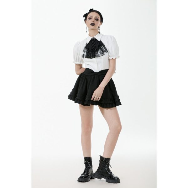 Dark In Love Lydia Gothic Lolita White & Black Ruffle Shirt