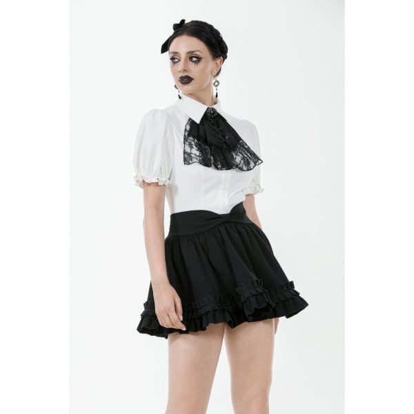 Dark In Love Lydia Gothic Lolita White & Black Ruffle Shirt