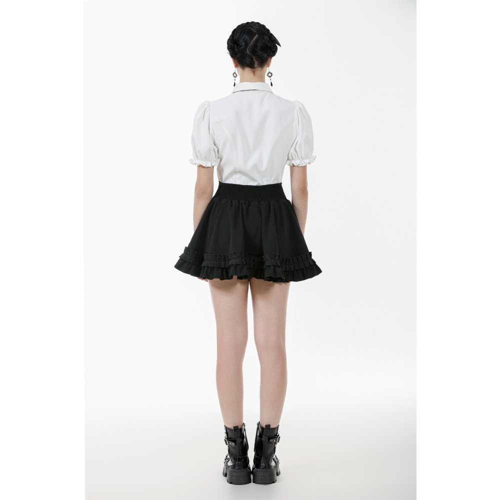 Dark In Love Lydia Gothic Lolita White & Black Ruffle Shirt