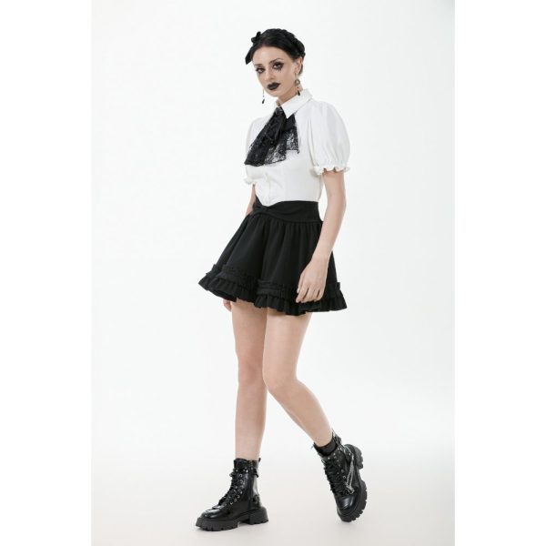Dark In Love Lydia Gothic Lolita White & Black Ruffle Shirt