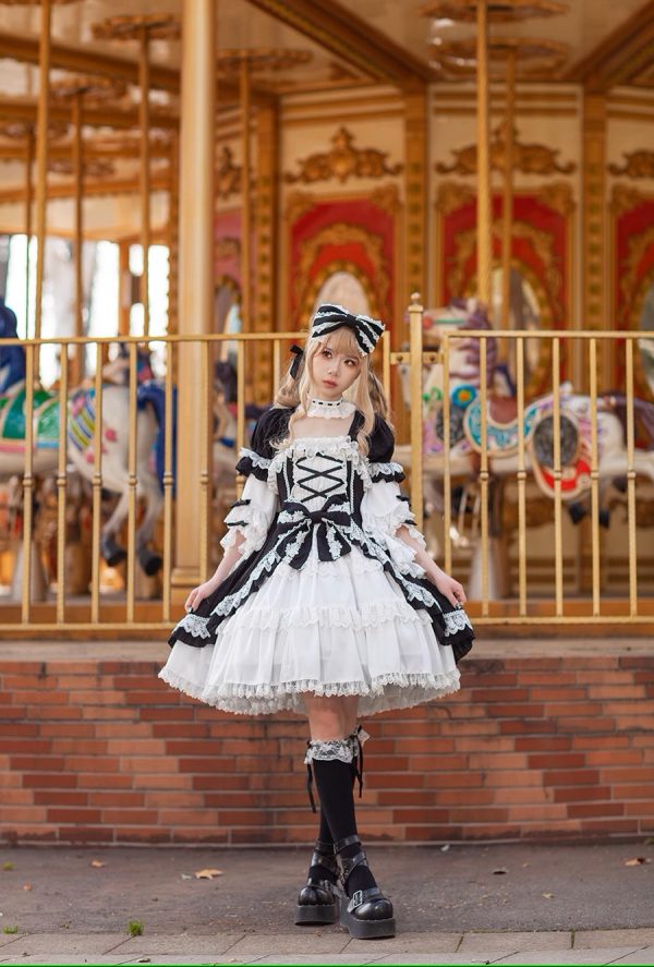 Infanta Baby Doll Black White Lolita Dress