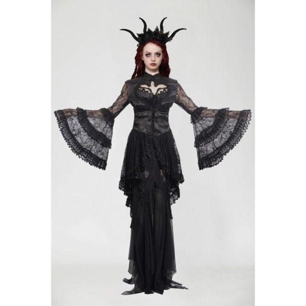 Dark In Love Bleeding Heart Gothic Bolero With Ruffle Bell Sleeve