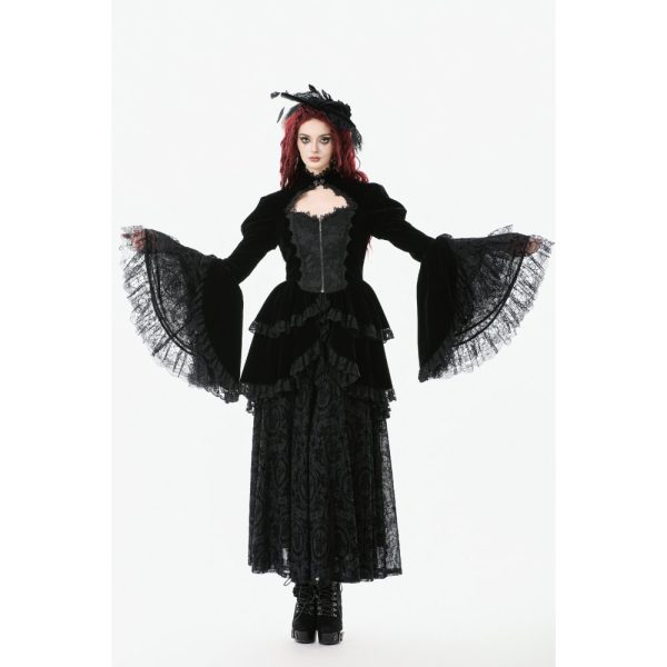 Dark In Love Phantom Ruffle Gothic Jacket With Cut Out Chest