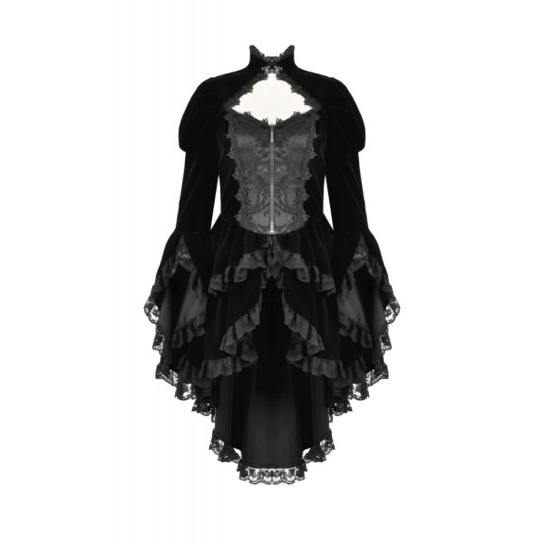 Dark In Love Phantom Ruffle Gothic Jacket With Cut Out Chest
