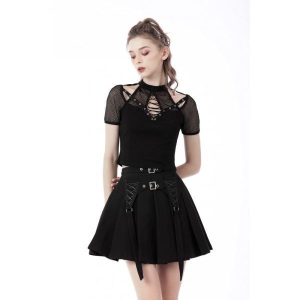 Dark In Love Elysia Black Gothic Skater Skirt