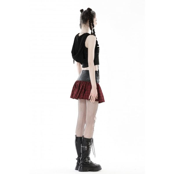 Dark In Love Flame of Chaos Red tartan skirt