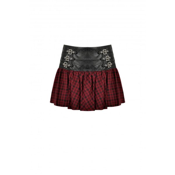 Dark In Love Flame of Chaos Red tartan skirt
