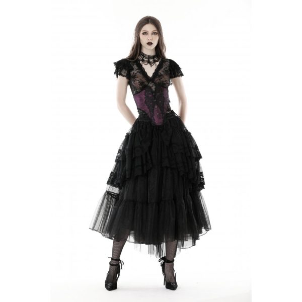 Dark In Love Gaia Chiffon Black Skirt