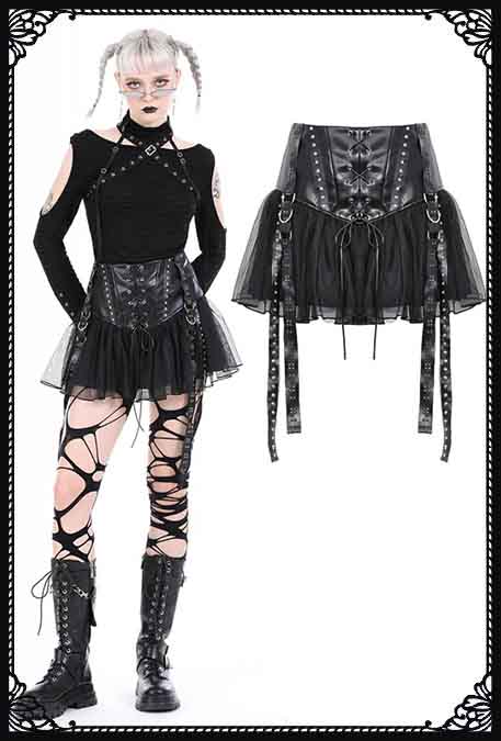 Dark In Love Takeover PVC Skater Skirt