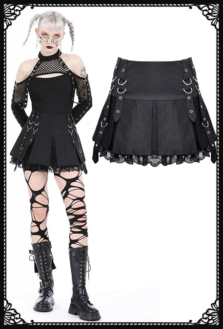 Dark In Love Riot Y2K Straps Skater Skirt