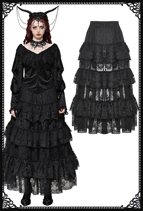 Dark In Love Funeral Babe Layered Lace Gothic Skirt
