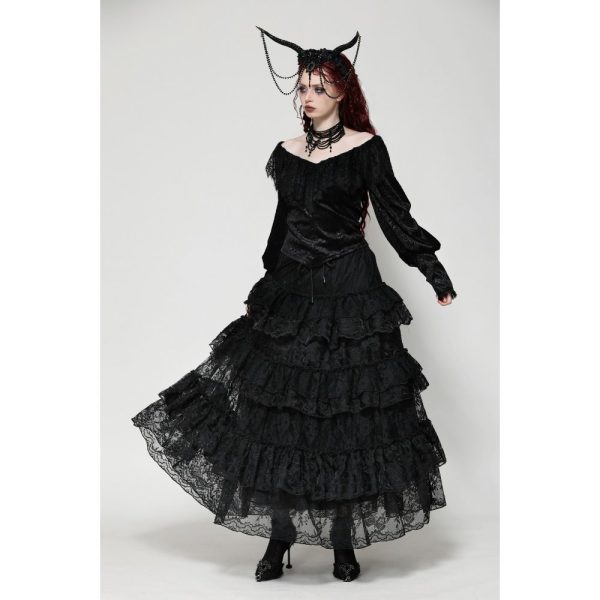 Dark In Love Funeral Babe Layered Lace Gothic Skirt
