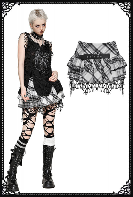 Dark In Love Valentina Frill Tartan Skirt
